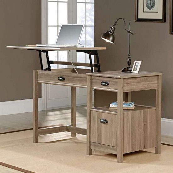 Read more about Tsaile wooden lift-up computer desk in salt oak