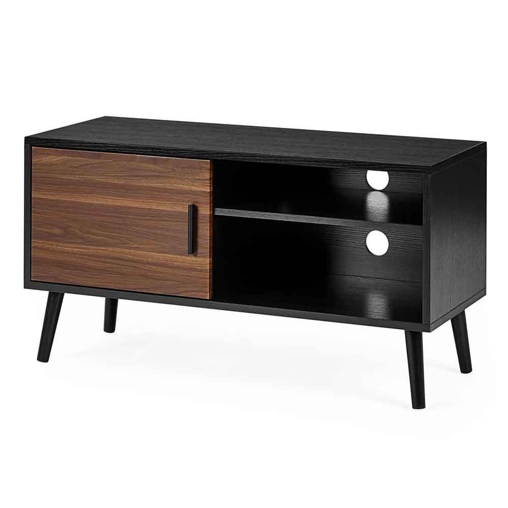 Tudor Wooden TV Stand With 1 Door in Walnut and Black Oak