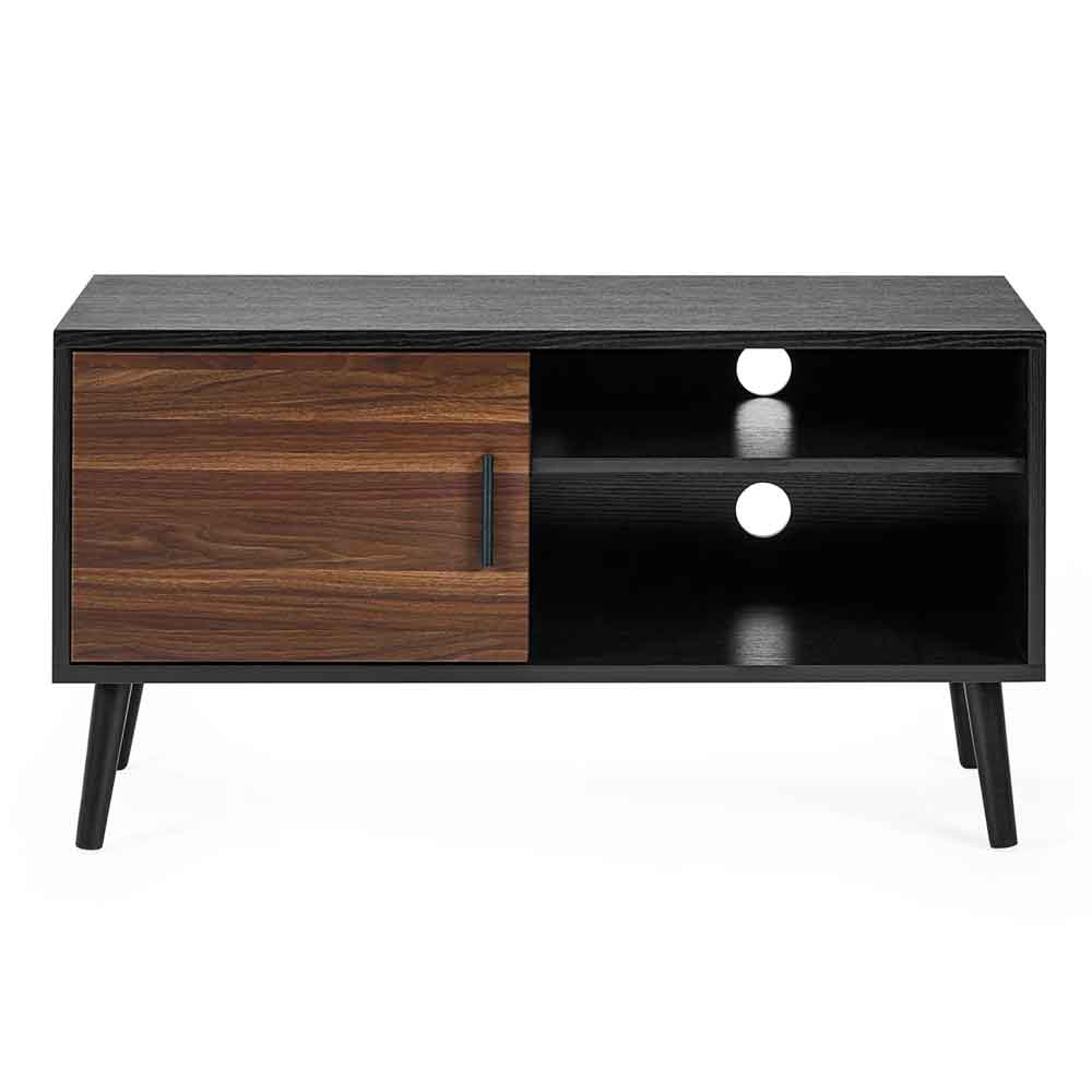 Tudor Wooden TV Stand With 1 Door in Walnut and Black Oak