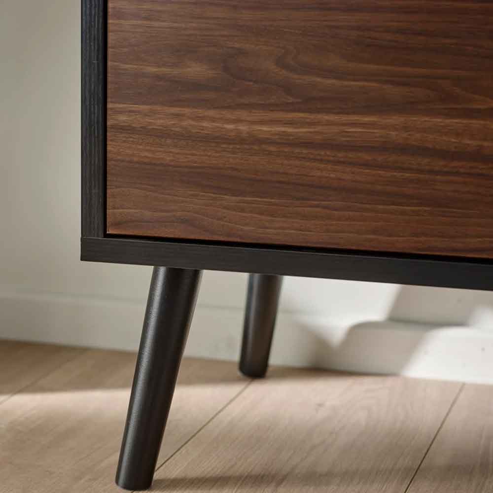 Tudor Wooden TV Stand With 1 Door in Walnut and Black Oak