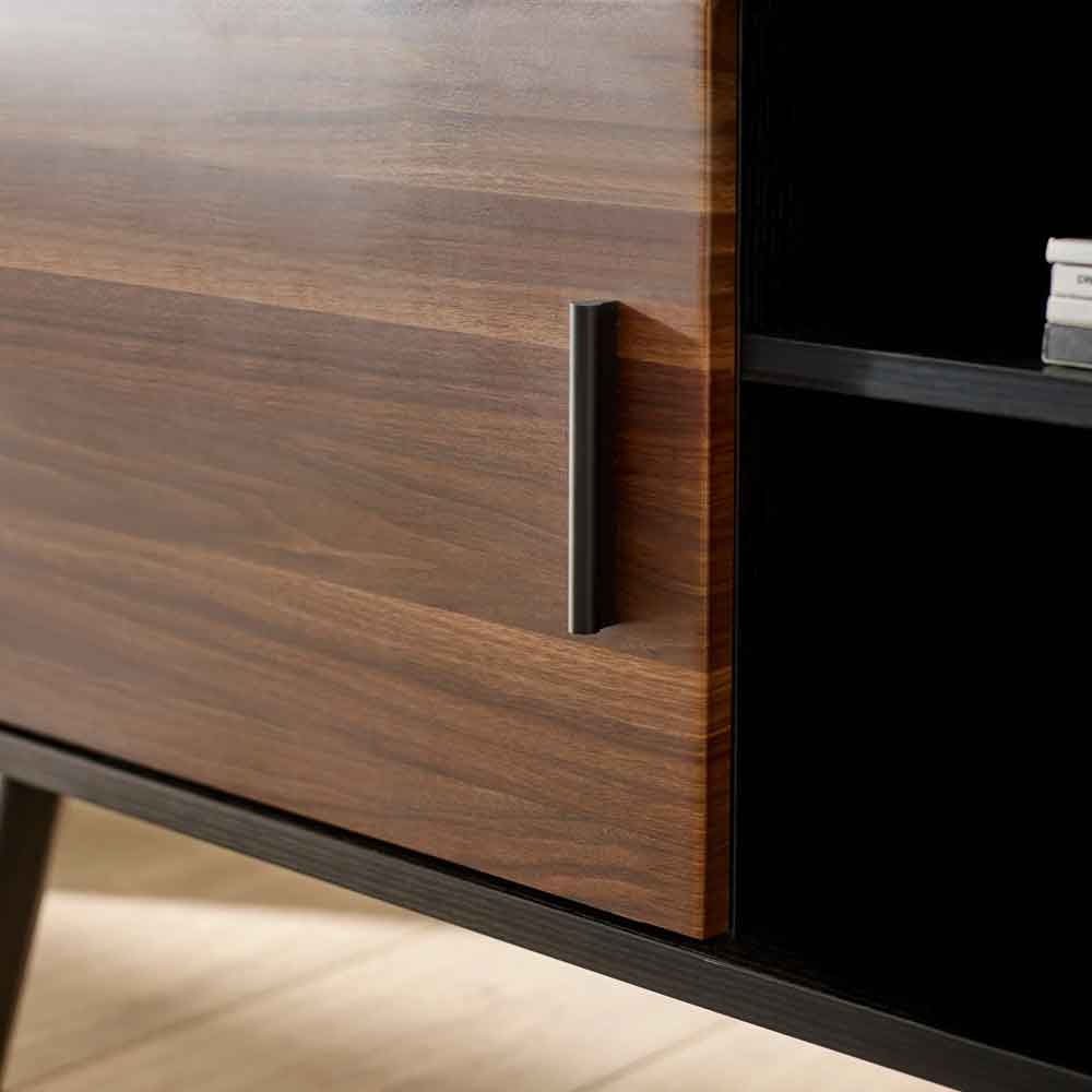 Tudor Wooden TV Stand With 1 Door in Walnut and Black Oak