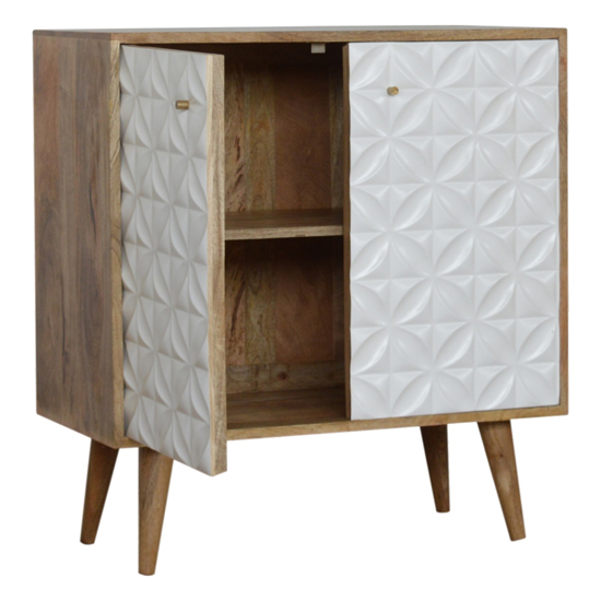 Tufa Wooden Diamond Carved Storage Cabinet In Oak Ish And White_3