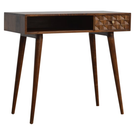 Product photograph of Tufa Wooden Diamond Carved Study Desk In Chestnut from Furniture in Fashion