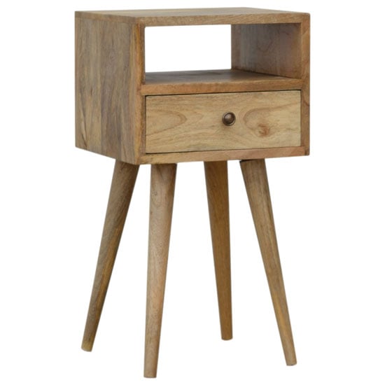 Product photograph of Tufa Wooden Petite Bedside Cabinet In Oak Ish from Furniture in Fashion