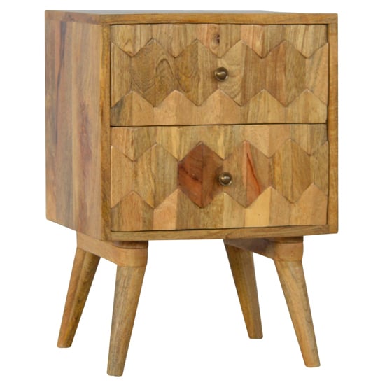Read more about Tufa wooden pineapple carved bedside cabinet in oak ish