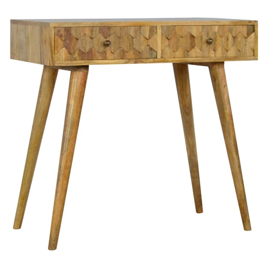 Read more about Tufa wooden pineapple carved console table in oak ish