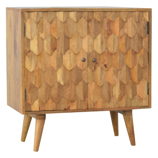 Photo of Tufa wooden pineapple carved storage cabinet in oak ish