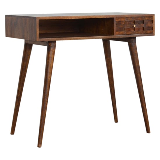 Read more about Tufa wooden tile carved study desk in chestnut