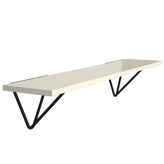 Tufnell Wide Wooden Wall Shelf In White With Black Brackets | FiF