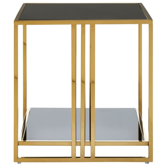 Tula Black Glass Square Side Table With, Square Glass End Table Gold