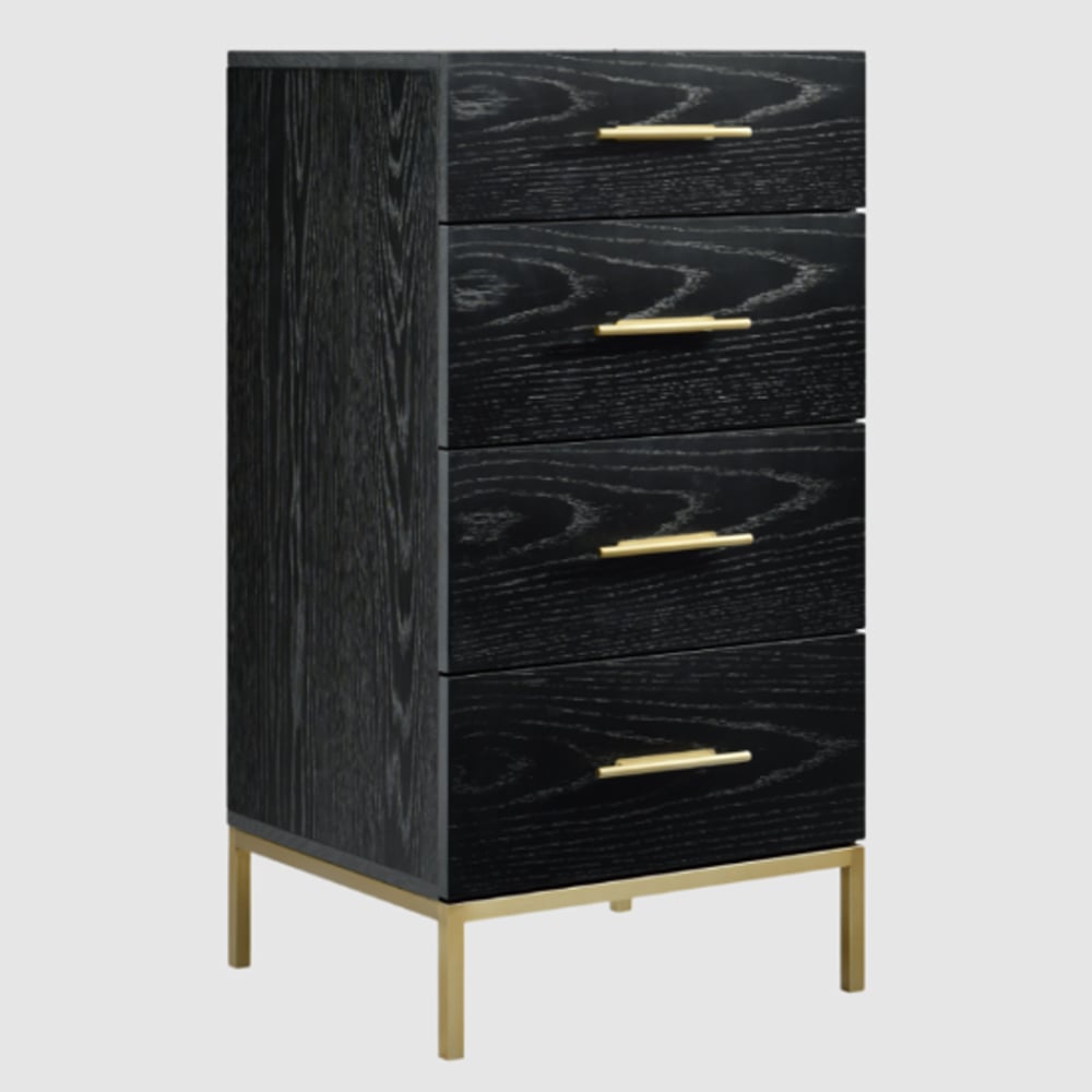 Tulare Tall Wooden Chest Of 4 Drawers In Wenge