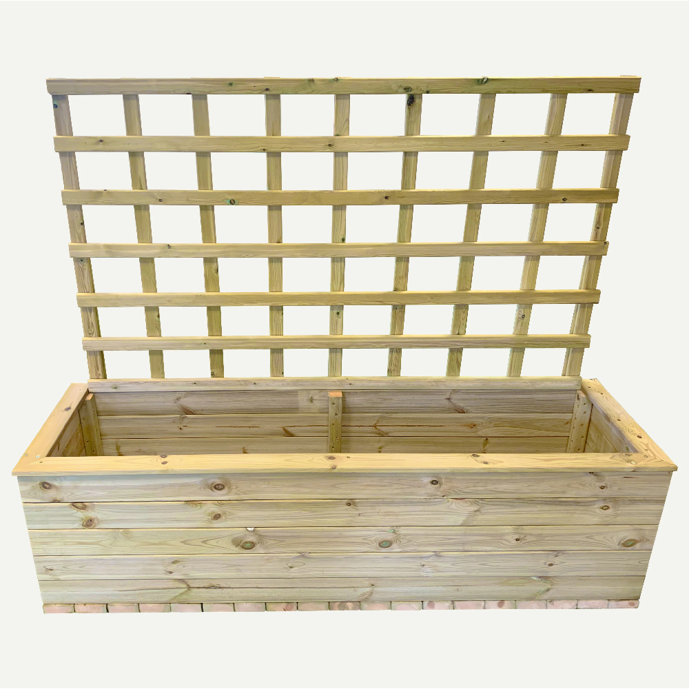 Tulare Wooden Garden Planter With Trellis In Natural