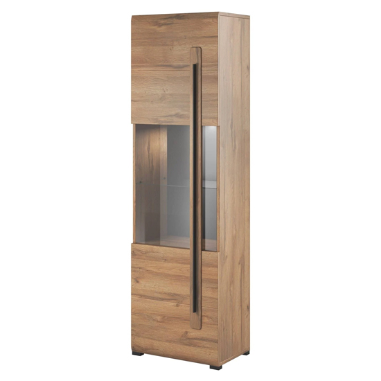 Trail Display Cabinet Tall 1 Door In Grandson Oak With LED