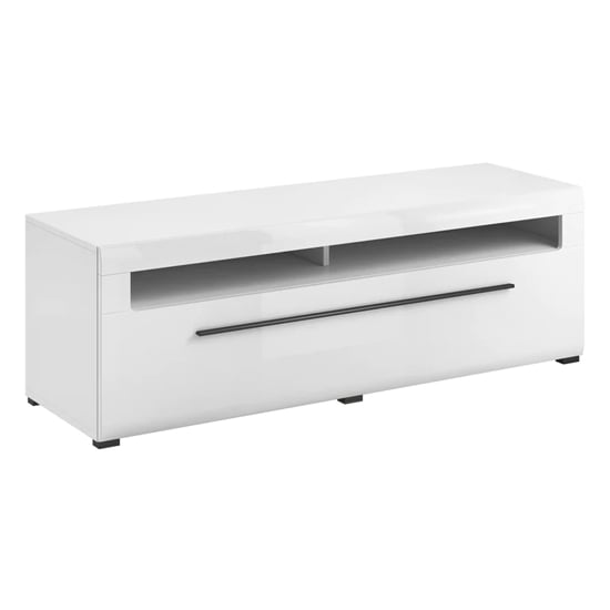 Trail High Gloss TV Stand Wide With 1 Drawer In White