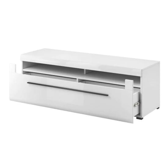 Trail High Gloss TV Stand Wide With 1 Drawer In White