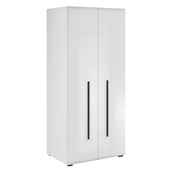 Trail High Gloss Wardrobe With 2 Doors In White