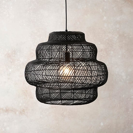 Photo of Tulsa rattan basket shade ceiling pendant light in natural