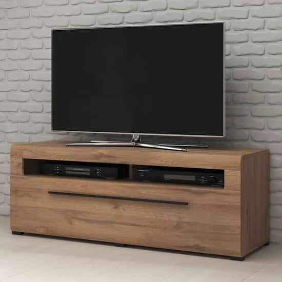 Product photograph of Trail Wooden Tv Stand With 1 Drawer In Grandson Oak And Led from Furniture in Fashion