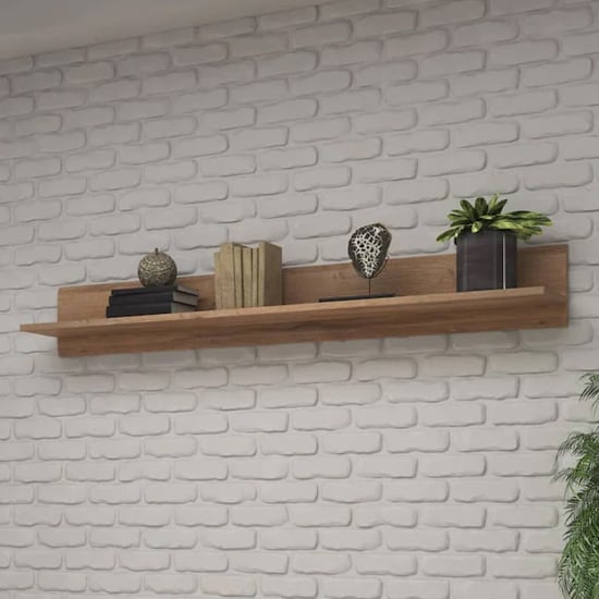 Product photograph of Trail Wooden Wall Shelf 160cm In Grandson Oak from Furniture in Fashion
