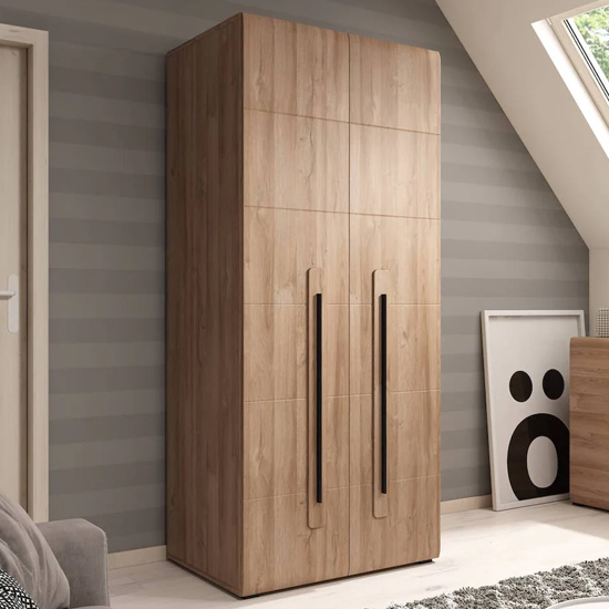 Product photograph of Trail Wooden Wardrobe With 2 Doors In Grandson Oak from Furniture in Fashion