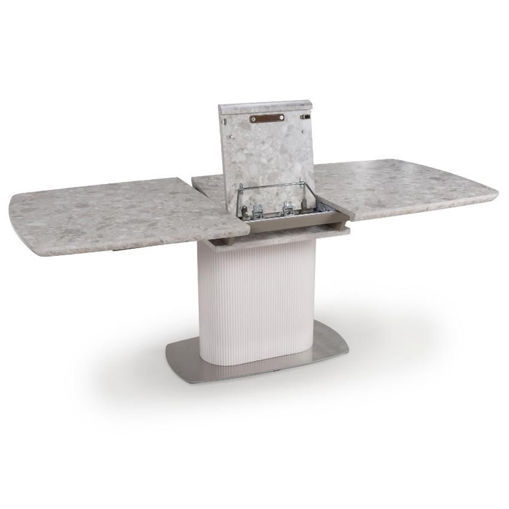 Tupelo Large Wooden Extending Dining Table In White Marble Effect
