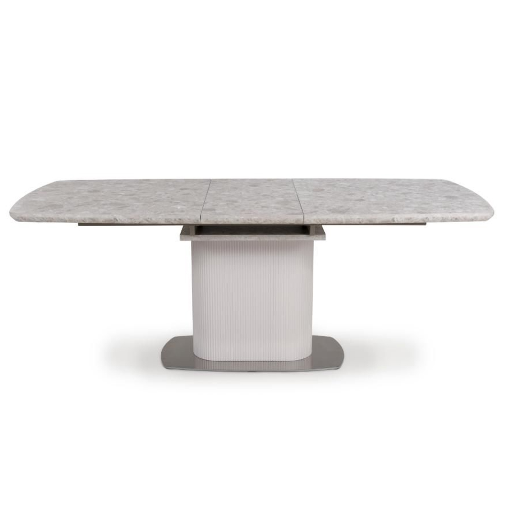 Tupelo Large Wooden Extending Dining Table In White Marble Effect