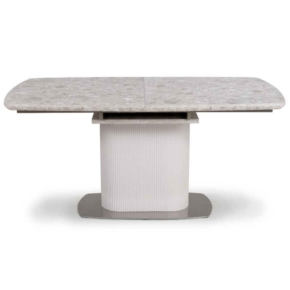 Tupelo Small Wooden Extending Dining Table In White Marble Effect