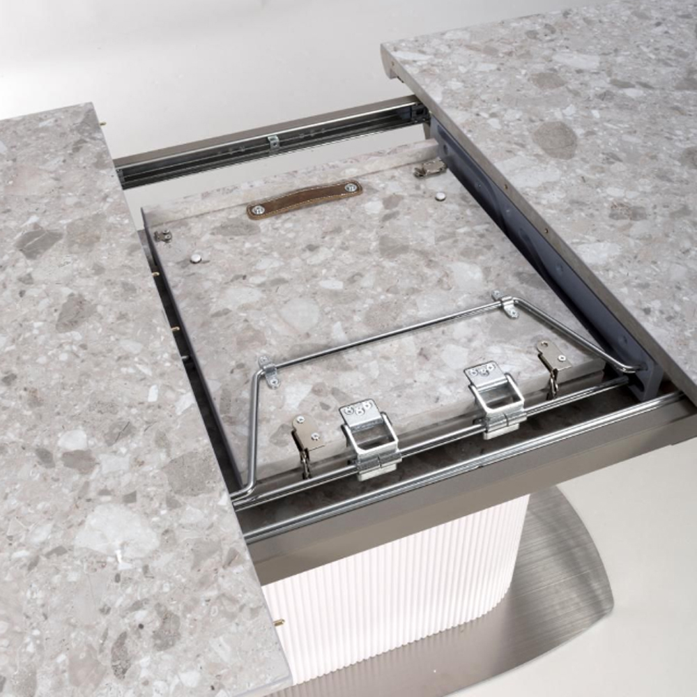 Tupelo Small Wooden Extending Dining Table In White Marble Effect