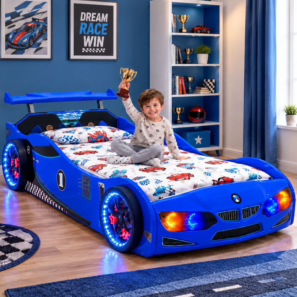Turbo Blue BMW GT1 Childrens Car Bed with Spoiler