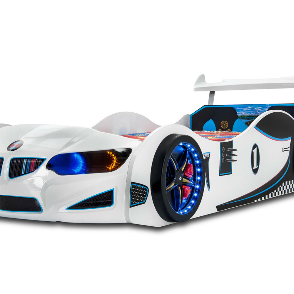 Turbo White BMW GT1 Childrens Car Bed with Spoiler
