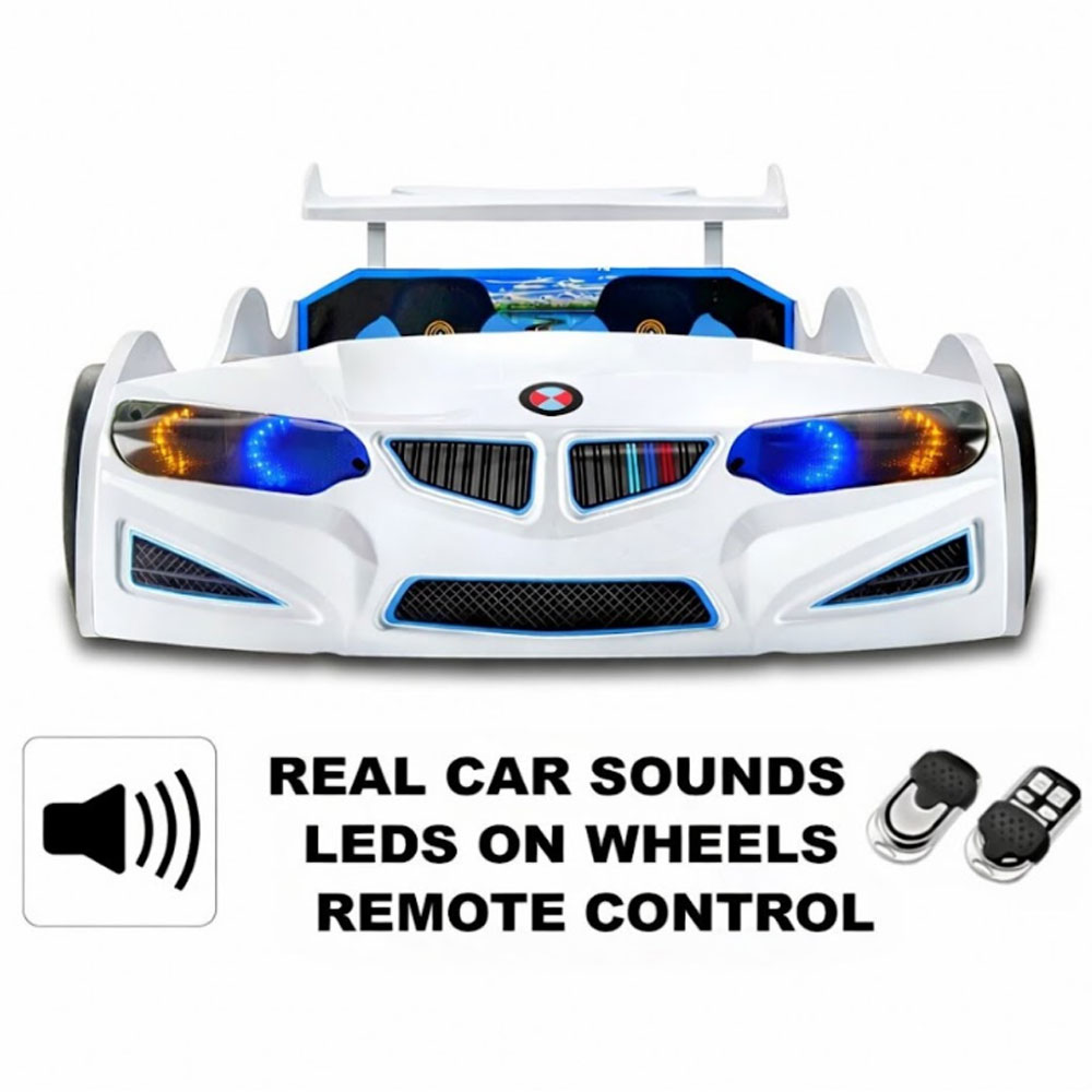 Turbo White BMW GT1 Childrens Car Bed with Spoiler