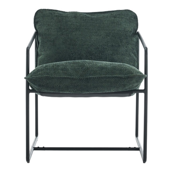 Turin Fabric Occasional Chair In Green With Black Metal Frame
