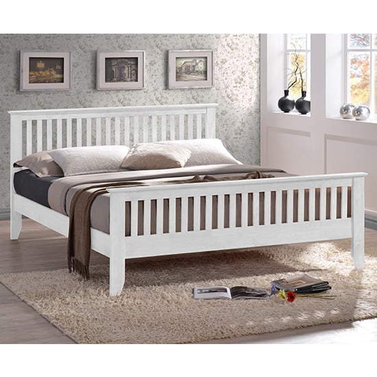 Photo of Turin wooden double bed in white