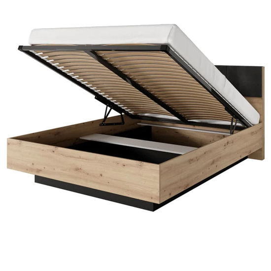 Turin Wooden Ottoman King Size Bed In Artisan Oak