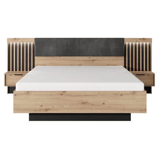 Turin Wooden Ottoman King Size Bed In Artisan Oak