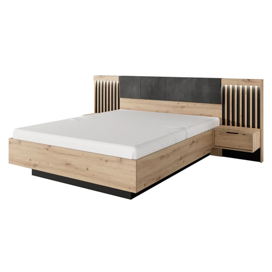 Turin Wooden Ottoman King Size Bed In Artisan Oak