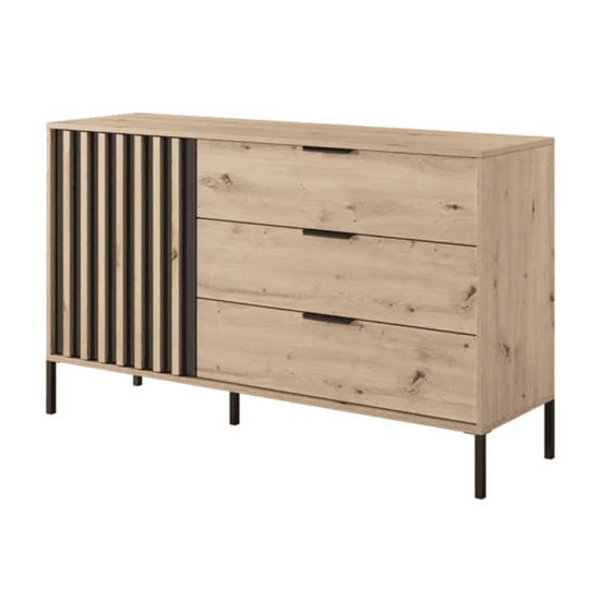 Turin Wooden Sideboard With 1 Door 3 Drawers In Artisan Oak