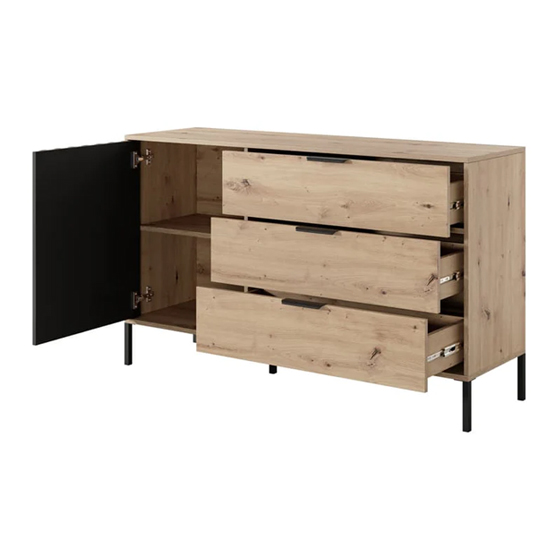Turin Wooden Sideboard With 1 Door 3 Drawers In Artisan Oak