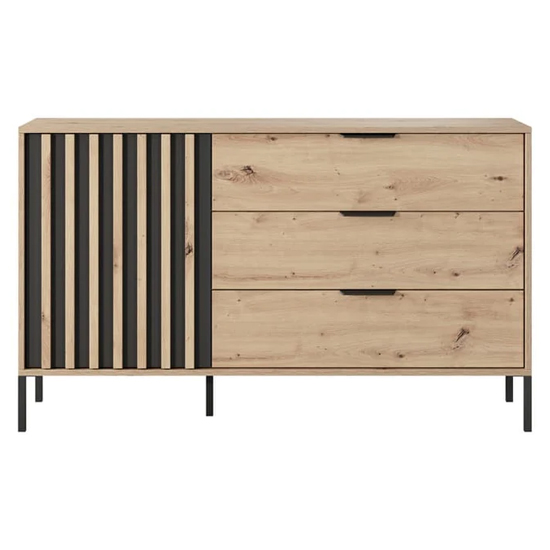 Turin Wooden Sideboard With 1 Door 3 Drawers In Artisan Oak