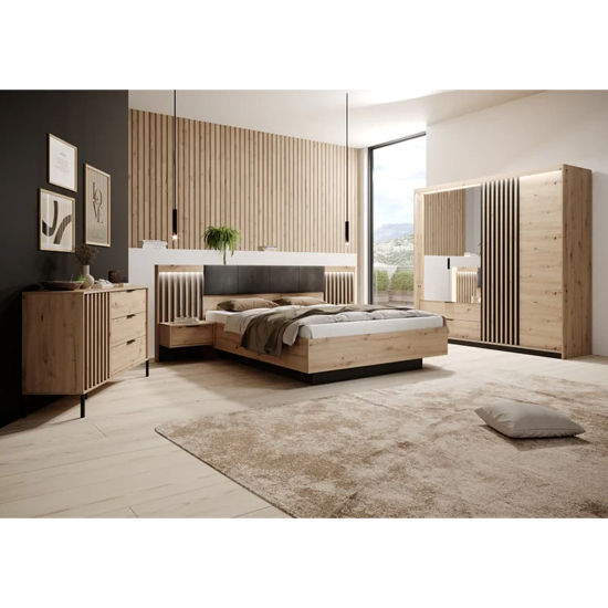 Turin Wooden Sideboard With 1 Door 3 Drawers In Artisan Oak