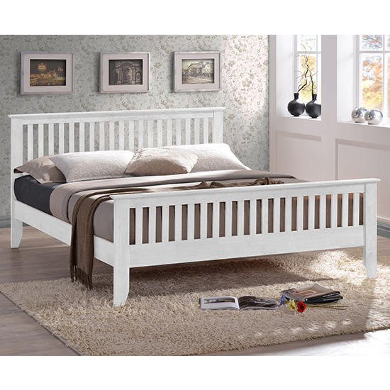 Turin Wooden Single Bed In White