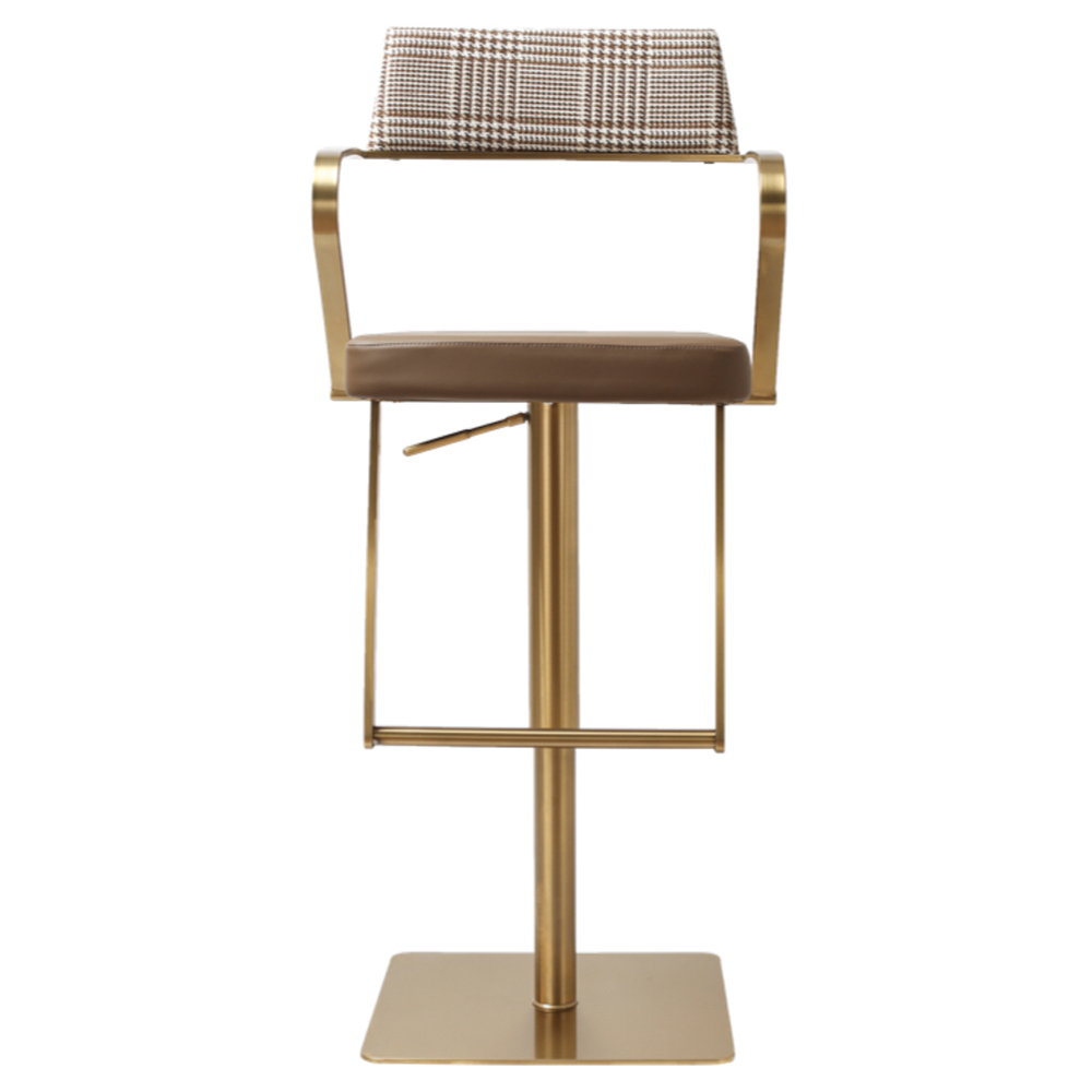 Turlock Mocha Leather Fabric Bar Stools In Pair