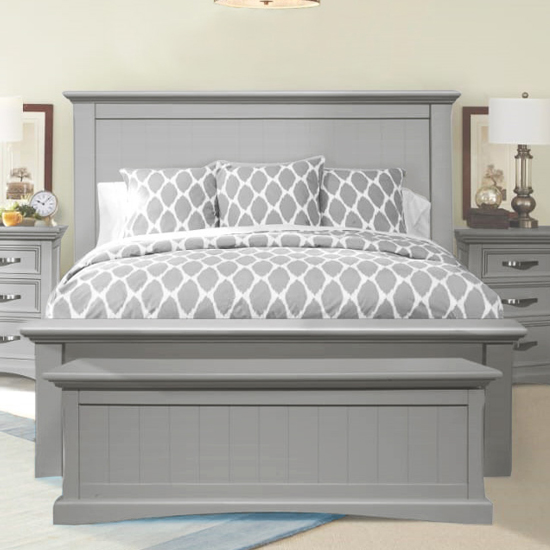 Ternary Wooden Super King Size Bed In Grey Furniture in Fashion
