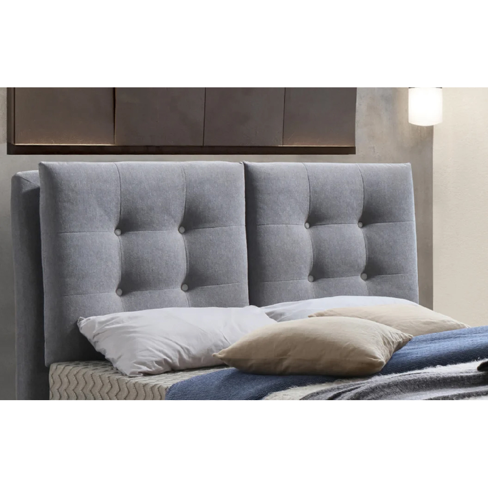 Tuscany Fabric Double Bed With Oak Legs In Dark Grey