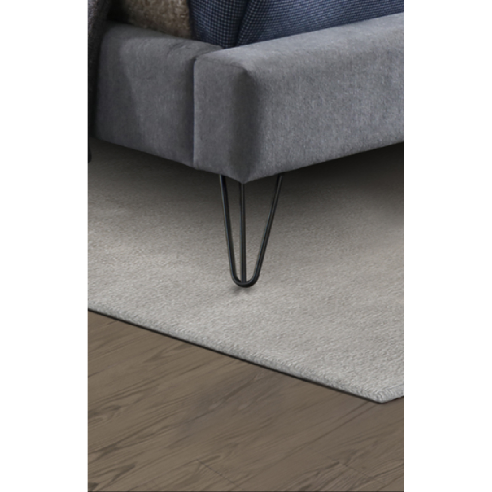 Tuscany Fabric Double Bed With Oak Legs In Dark Grey