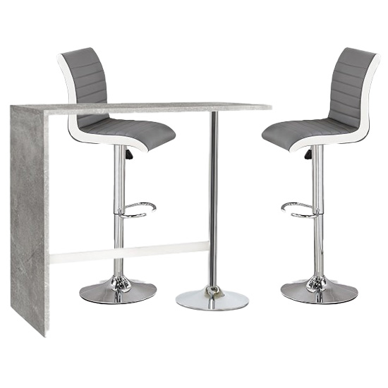 Tuscon Concrete Effect Bar Table 2 Ritz Grey And White Bar Stool