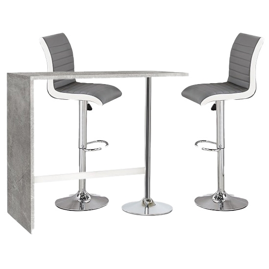 Read more about Tuscon concrete effect bar table 2 ritz grey and white bar stool