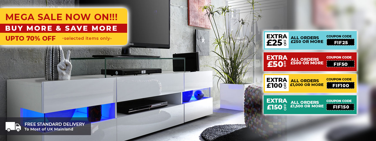 Up To 70% off TV stand furniture, huge clearance of entertainment units.