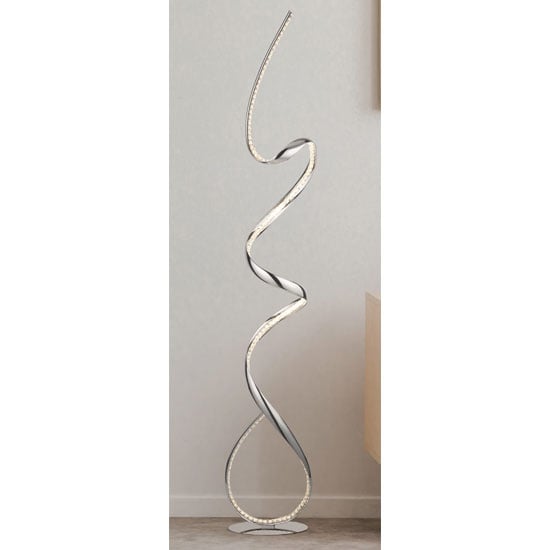 Product photograph of Twirls Led Floor Lamp In Chrome With Clear Crystal Decoration from Furniture in Fashion