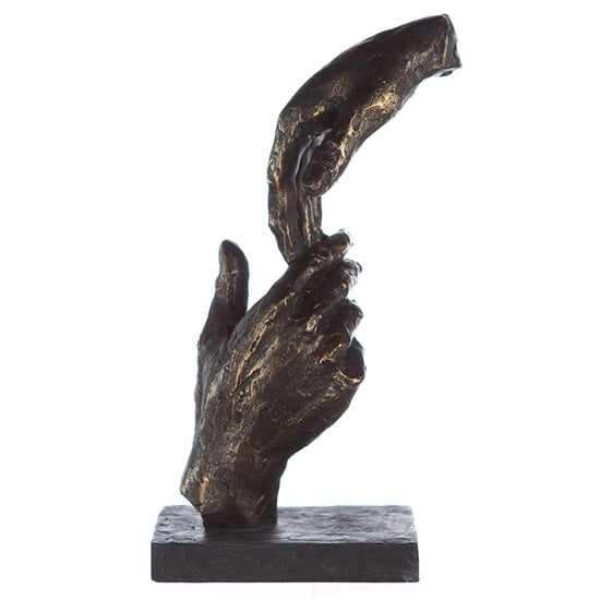 Product photograph of Two Hands Poly Design Sculpture In Antique Bronze And Grey from Furniture in Fashion